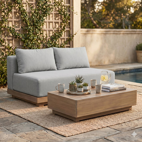 Rowan 55" Grey Olefin Performance Fabric Outdoor Patio Loveseat, 1 Piece