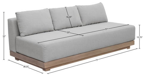 Rowan 77" Grey Olefin Performance Fabric Outdoor Patio Sofa, 1 Piece