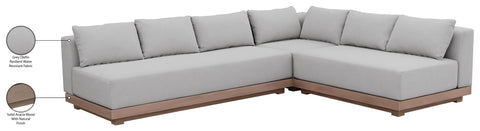 Rowan Grey Olefin Performance Fabric Outdoor Patio Sectional, 3-Piece