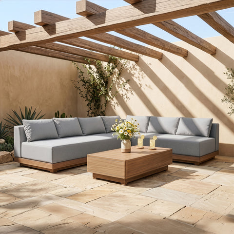 Rowan Grey Olefin Performance Fabric Outdoor Patio Sectional, 3-Piece