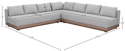 Rowan Grey Olefin Performance Fabric Outdoor Patio Sectional, 3-Piece (Style 2)