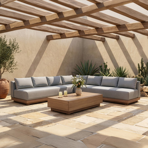 Rowan Grey Olefin Performance Fabric Outdoor Patio Sectional, 3-Piece (Style 2)