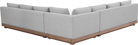 Rowan Grey Olefin Performance Fabric Outdoor Patio Sectional, 3-Piece (Style 2)