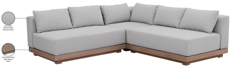 Rowan Grey Olefin Performance Fabric Outdoor Patio Sectional, 3-Piece (Style 3)
