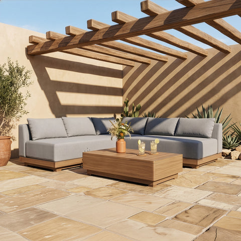 Rowan Grey Olefin Performance Fabric Outdoor Patio Sectional, 3-Piece (Style 3)
