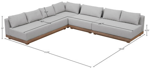 Rowan Grey Olefin Performance Fabric Outdoor Patio Sectional, 4-Piece