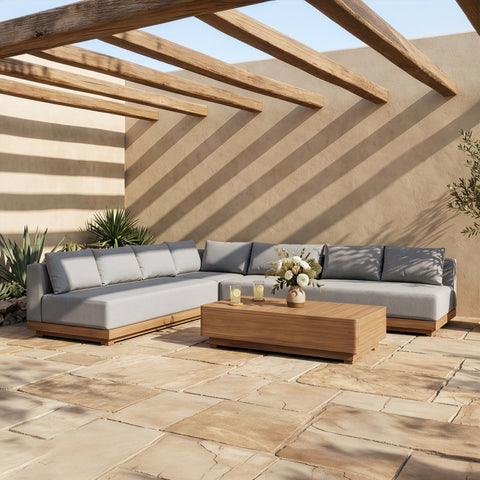 Rowan Grey Olefin Performance Fabric Outdoor Patio Sectional, 4-Piece