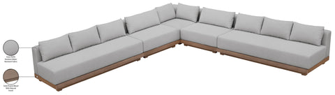 Rowan Grey Olefin Performance Fabric Outdoor Patio Sectional, 5-Piece