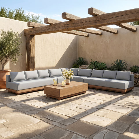 Rowan Grey Olefin Performance Fabric Outdoor Patio Sectional, 5-Piece