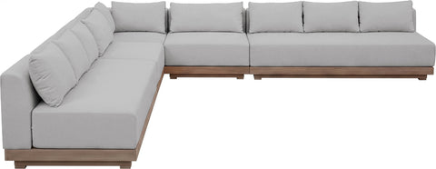 Rowan Grey Olefin Performance Fabric Outdoor Patio Sectional, 5-Piece