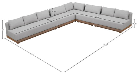 Rowan Grey Olefin Performance Fabric Outdoor Patio Sectional, 5-Piece (Style 2)