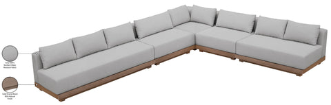 Rowan Grey Olefin Performance Fabric Outdoor Patio Sectional, 5-Piece (Style 2)