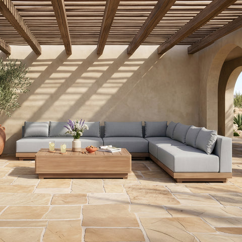 Rowan Grey Olefin Performance Fabric Outdoor Patio Sectional, 5-Piece (Style 2)