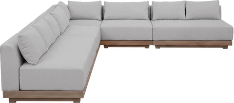 Rowan Grey Olefin Performance Fabric Outdoor Patio Sectional, 5-Piece (Style 2)