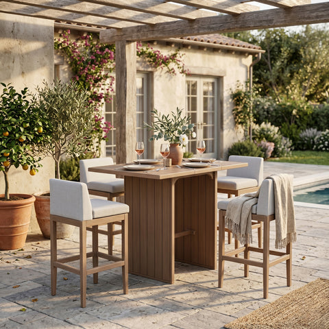 Rowan Natural Acacia Wood Outdoor Patio Bar Table, 1 Piece