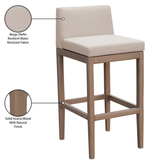 Rowan Beige Olefin Performance Fabric Outdoor Patio Bar Stool, 1 Piece