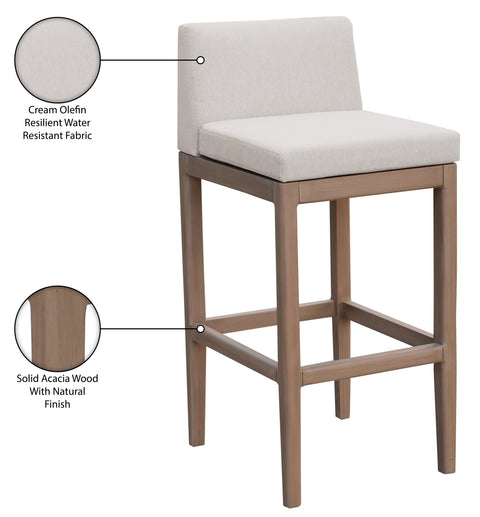 Rowan Cream Olefin Performance Fabric Outdoor Patio Bar Stool, 1 Piece