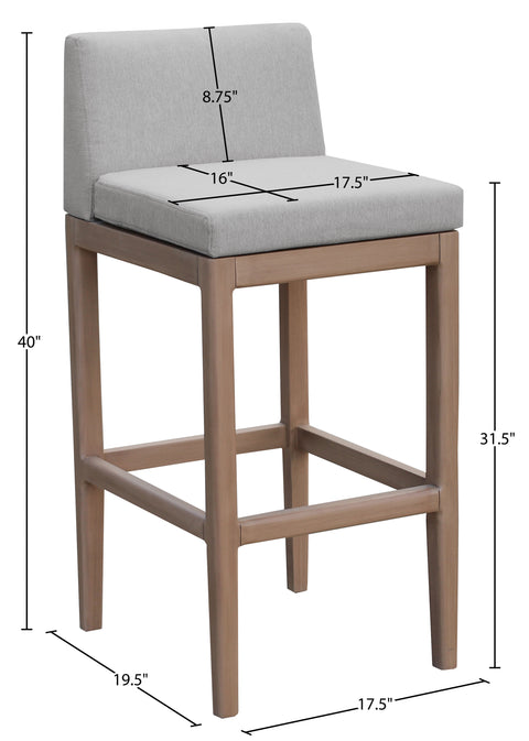 Rowan Grey Olefin Performance Fabric Outdoor Patio Bar Stool, 1 Piece