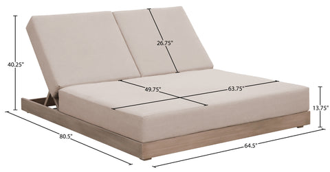 Rowan Beige Olefin Performance Fabric Outdoor Patio Double Lounge Chair, 1 Piece