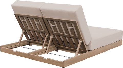 Rowan Beige Olefin Performance Fabric Outdoor Patio Double Lounge Chair, 1 Piece