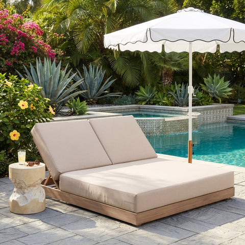 Rowan Beige Olefin Performance Fabric Outdoor Patio Double Lounge Chair, 1 Piece