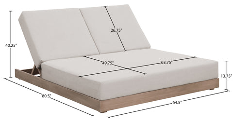 Rowan Cream Olefin Performance Fabric Outdoor Patio Double Lounge Chair, 1 Piece