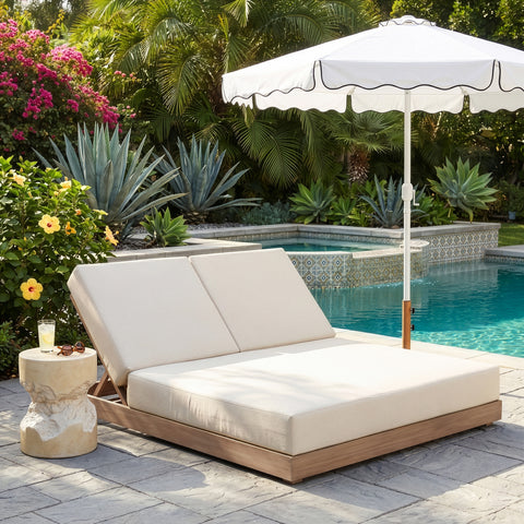 Rowan Cream Olefin Performance Fabric Outdoor Patio Double Lounge Chair, 1 Piece
