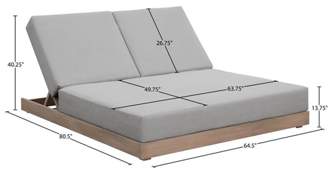 Rowan Grey Olefin Performance Fabric Outdoor Patio Double Lounge Chair, 1 Piece
