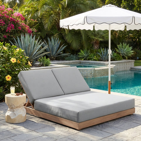 Rowan Grey Olefin Performance Fabric Outdoor Patio Double Lounge Chair, 1 Piece