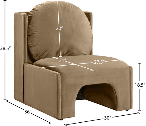 Indie Beige Velvet Upholstered Accent Chair, 1 Piece