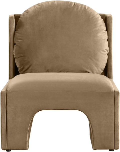 Indie Beige Velvet Upholstered Accent Chair, 1 Piece