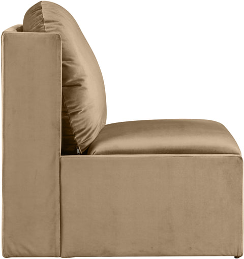 Indie Beige Velvet Upholstered Accent Chair, 1 Piece