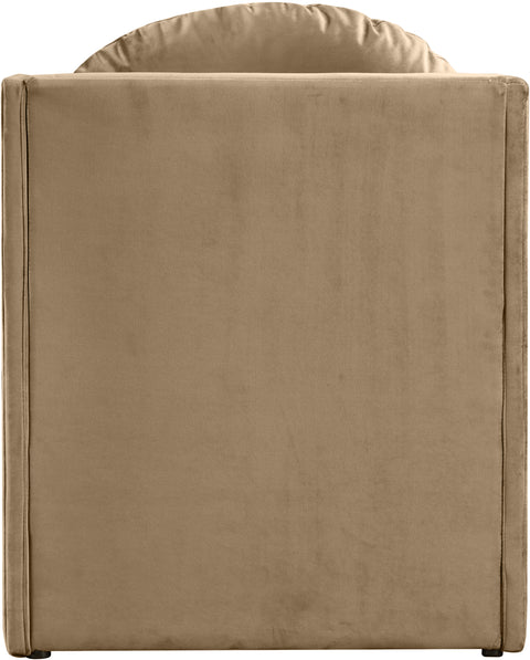 Indie Beige Velvet Upholstered Accent Chair, 1 Piece