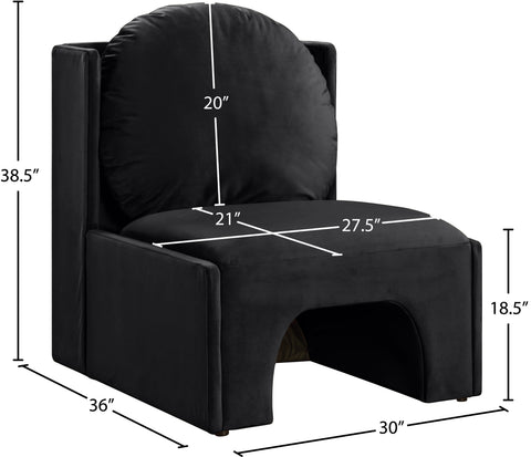 Indie Black Velvet Upholstered Accent Chair, 1 Piece