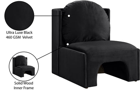 Indie Black Velvet Upholstered Accent Chair, 1 Piece