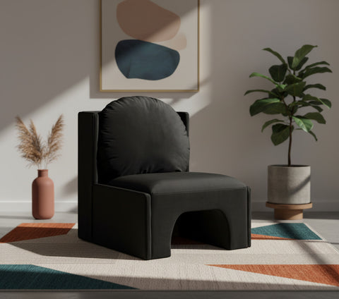 Indie Black Velvet Upholstered Accent Chair, 1 Piece