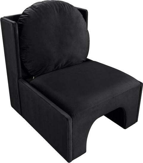 Indie Black Velvet Upholstered Accent Chair, 1 Piece