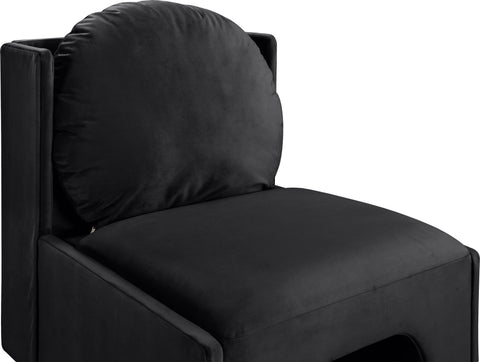 Indie Black Velvet Upholstered Accent Chair, 1 Piece