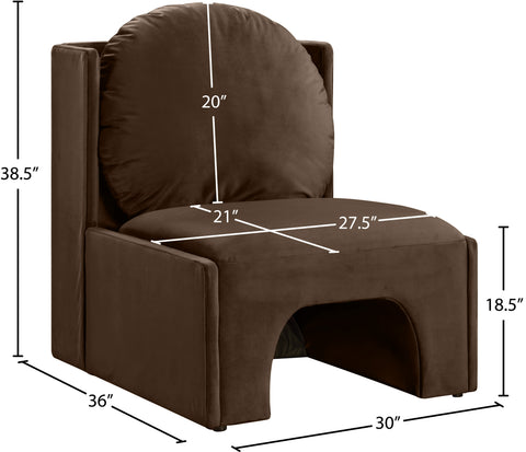 Indie Brown Velvet Upholstered Accent Chair, 1 Piece