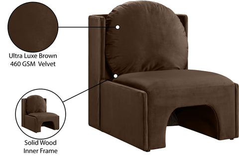 Indie Brown Velvet Upholstered Accent Chair, 1 Piece