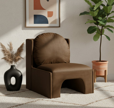 Indie Brown Velvet Upholstered Accent Chair, 1 Piece