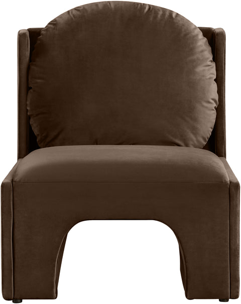 Indie Brown Velvet Upholstered Accent Chair, 1 Piece