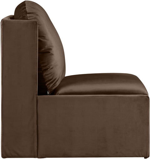 Indie Brown Velvet Upholstered Accent Chair, 1 Piece