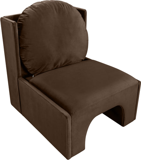 Indie Brown Velvet Upholstered Accent Chair, 1 Piece