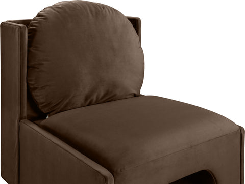 Indie Brown Velvet Upholstered Accent Chair, 1 Piece