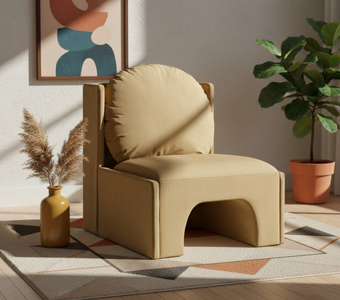Indie Camel Velvet Upholstered Accent Chair, 1 Piece
