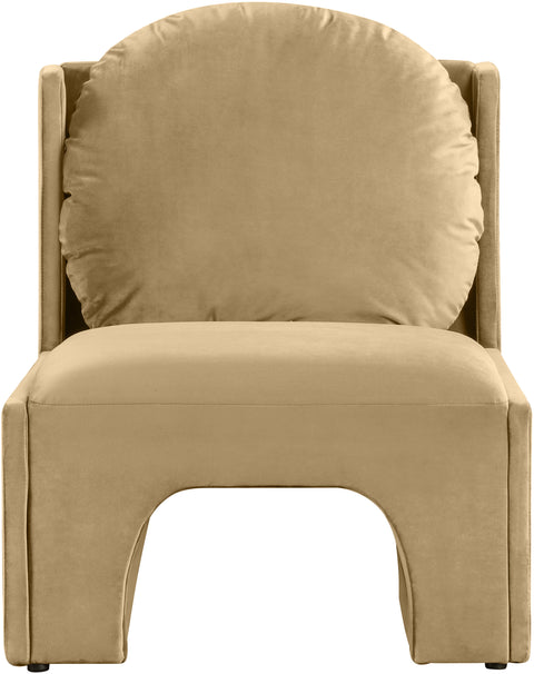 Indie Camel Velvet Upholstered Accent Chair, 1 Piece