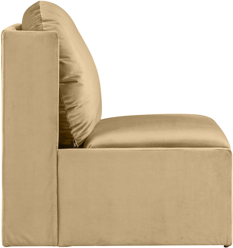 Indie Camel Velvet Upholstered Accent Chair, 1 Piece