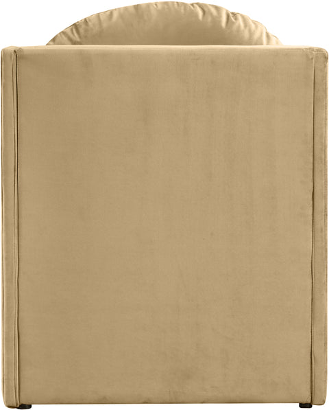 Indie Camel Velvet Upholstered Accent Chair, 1 Piece