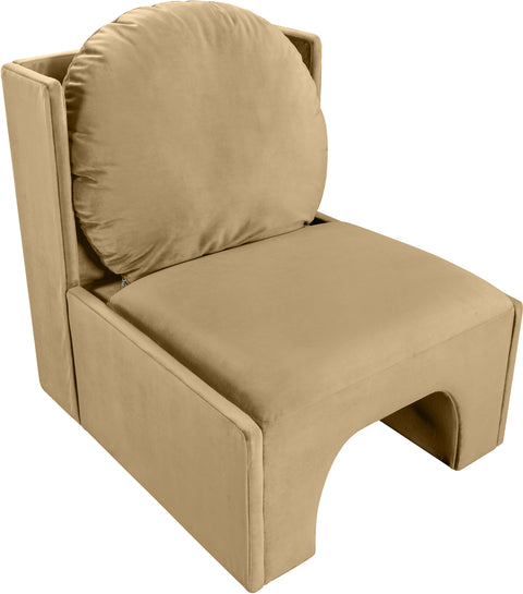 Indie Camel Velvet Upholstered Accent Chair, 1 Piece